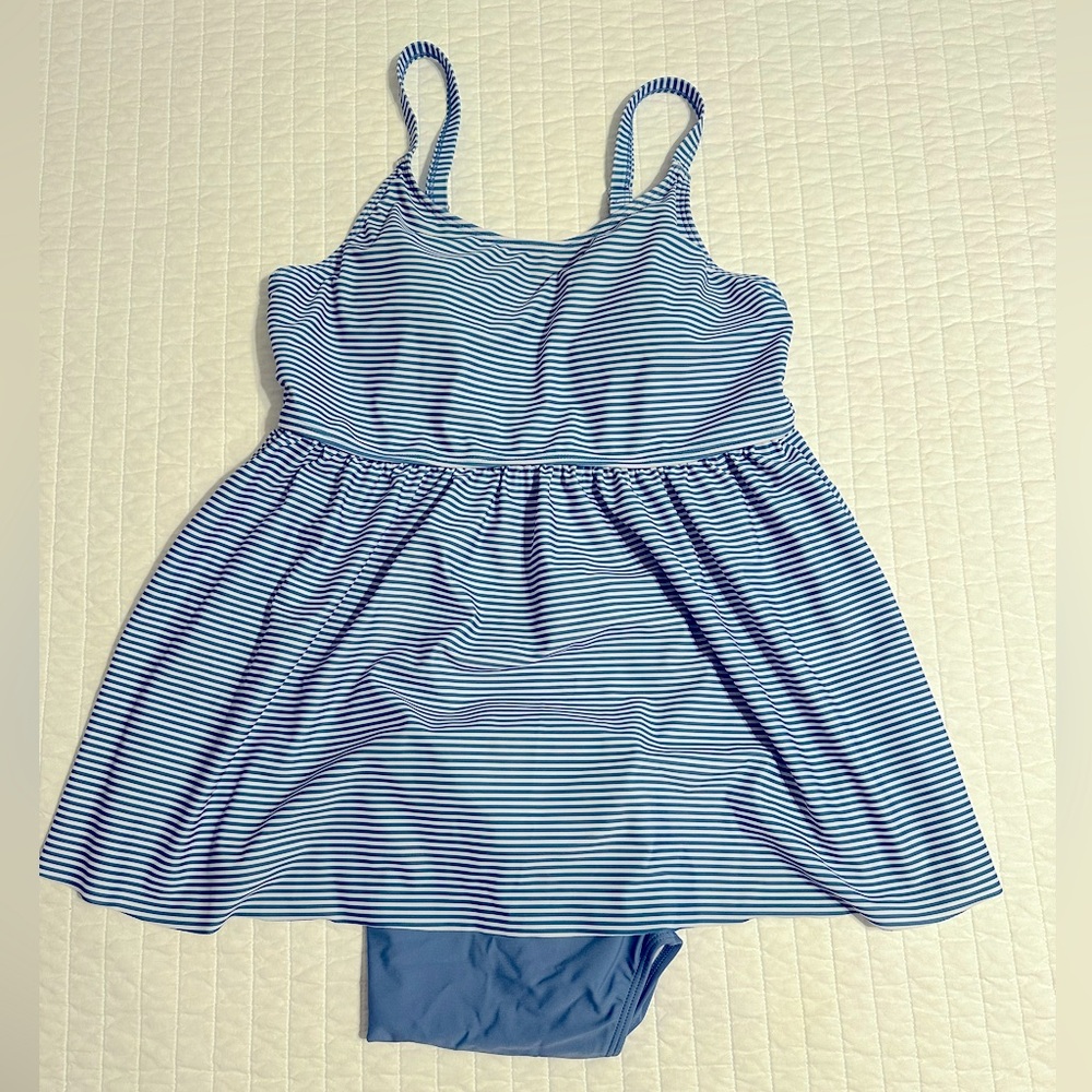 Striped Blue Swimsuit Dress